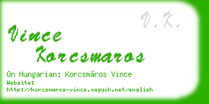 vince korcsmaros business card